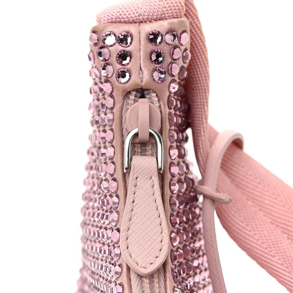 Satin Crystal Mini Re-Edition 2000 Bag Alabastro