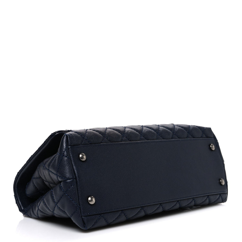 Caviar Quilted Small Coco Handle Flap Navy