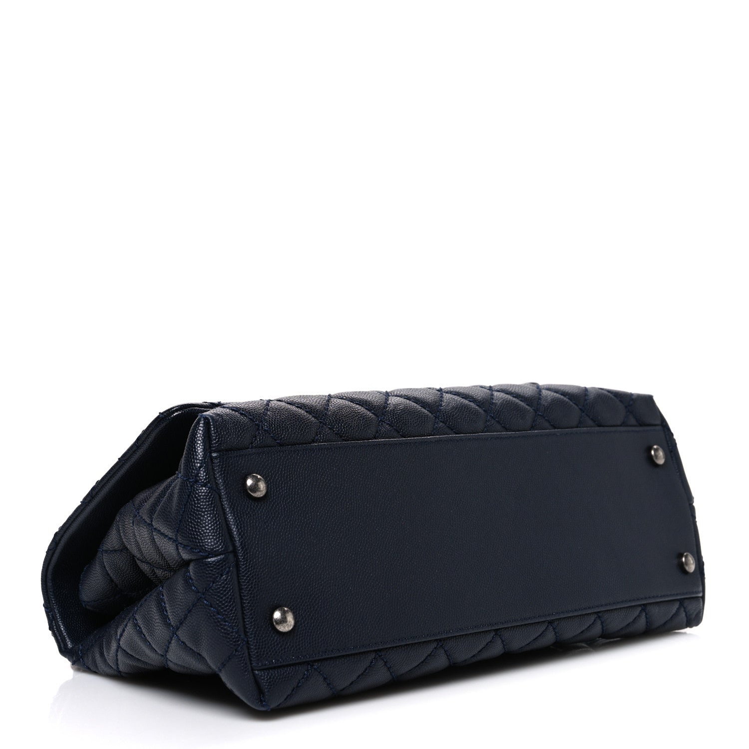 Caviar Quilted Small Coco Handle Flap Navy