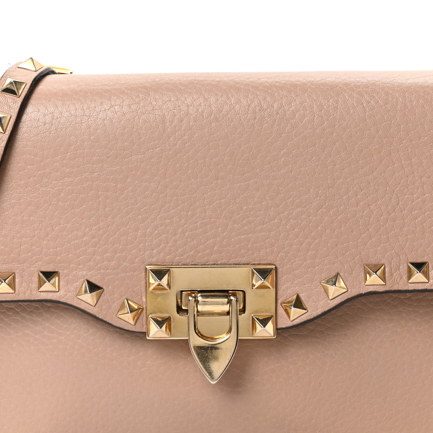 Pebbled Calfskin Medium Rockstud Flip Lock Crossbody Bag Skin Sorbet
