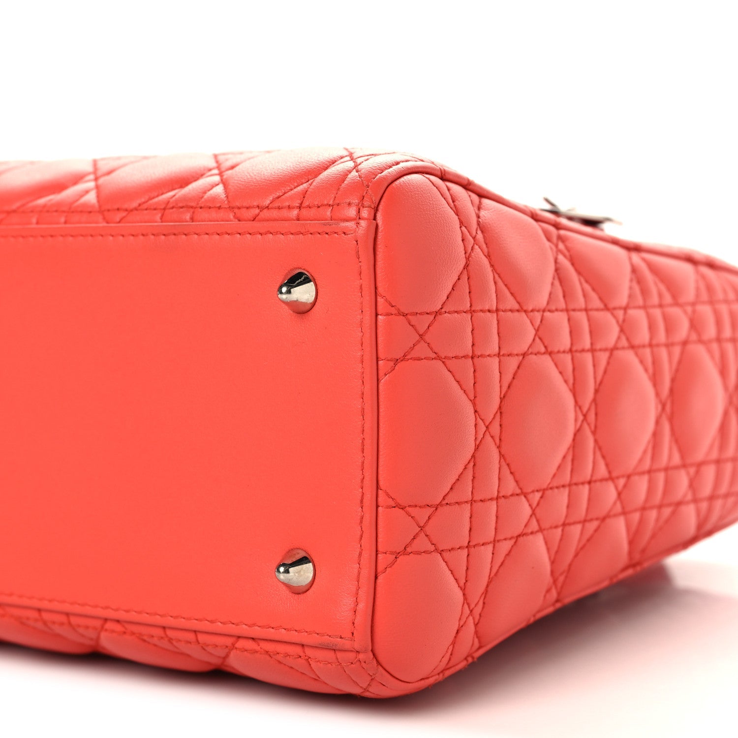 Lambskin Cannage Medium Lady Dior Coral