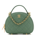 Lambskin Quilted Chic Riviera Top Handle Vanity Case Green