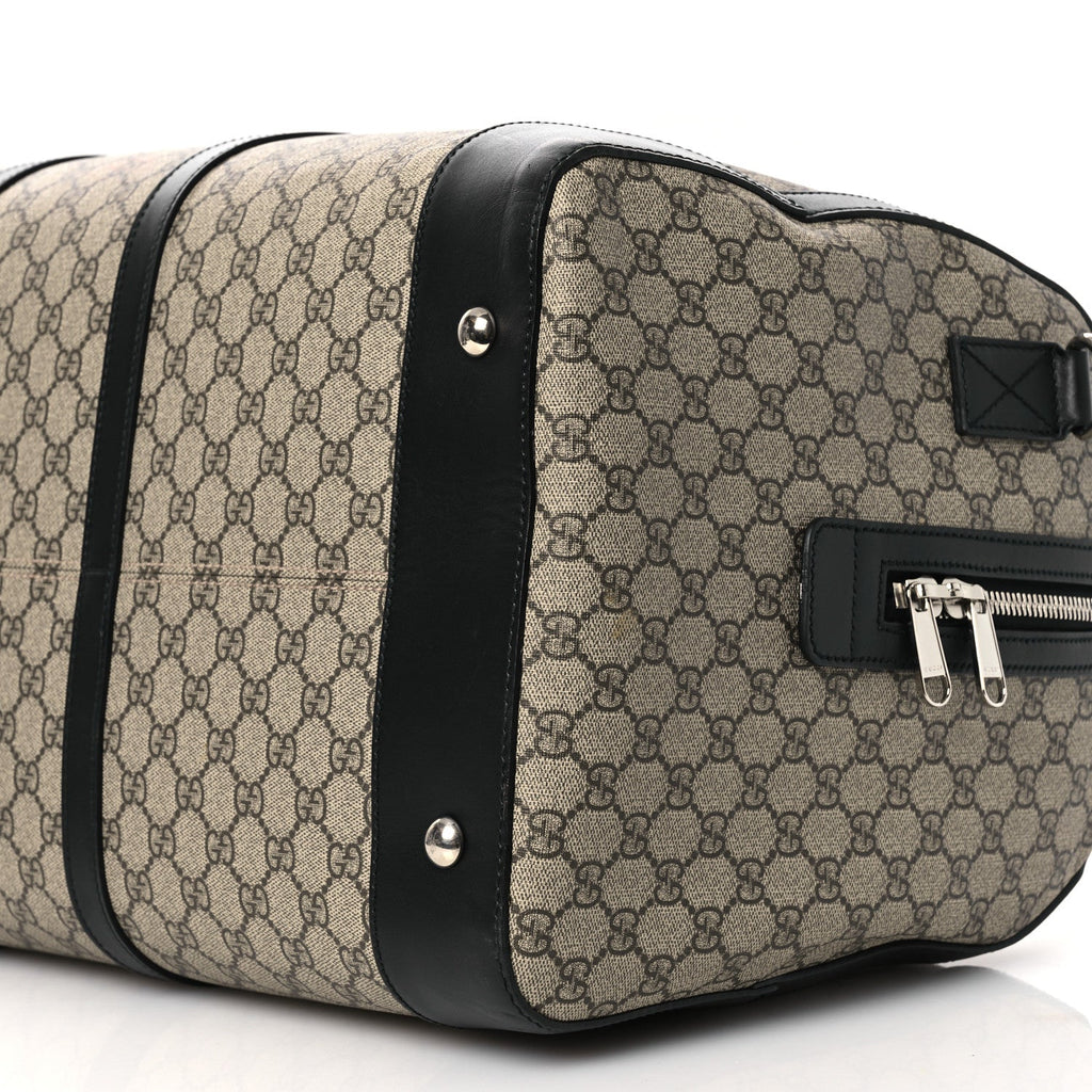 GG Supreme Monogram Selleria Calfskin Large Duffle Beige Ebony Black