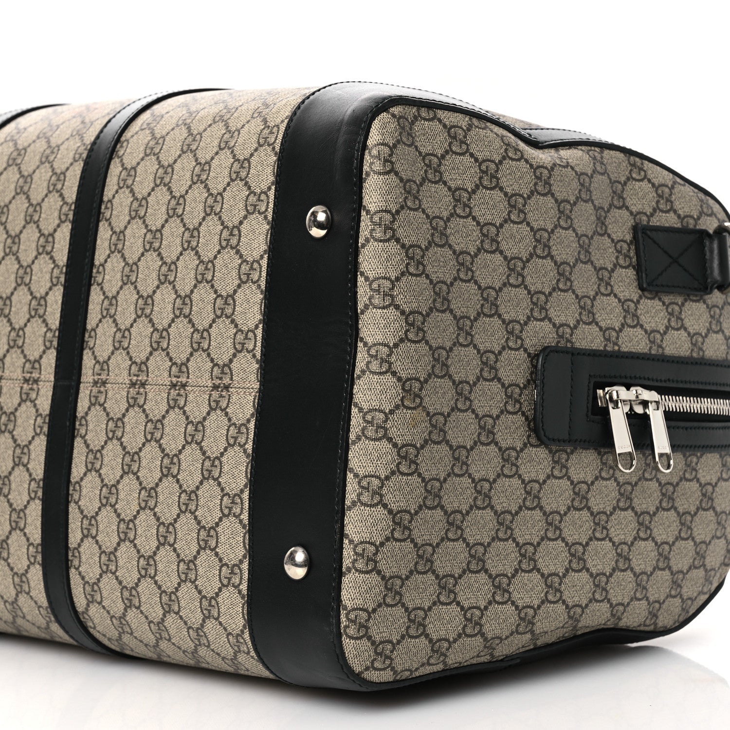 GG Supreme Monogram Selleria Calfskin Large Duffle Beige Ebony Black