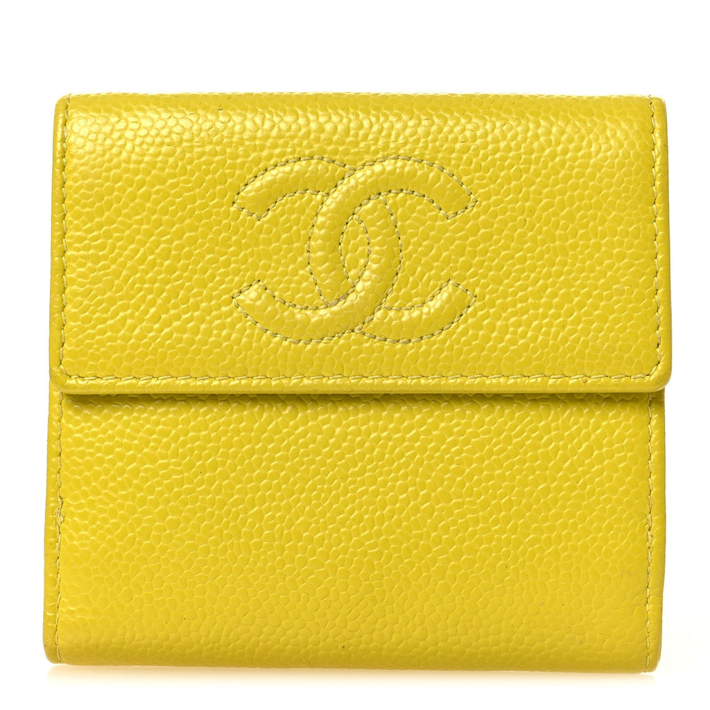 Caviar Timeless CC Compact French Wallet Yellow