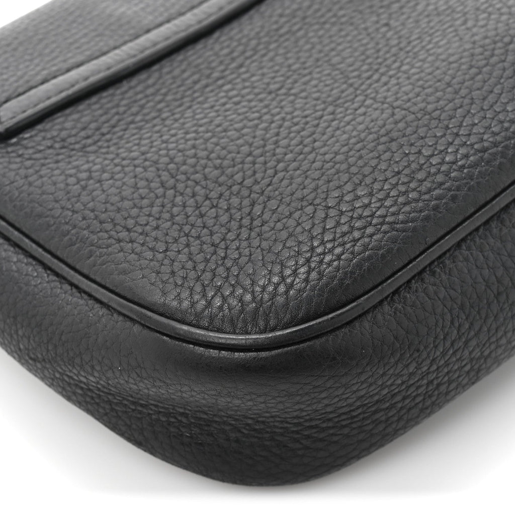 Pebbled Calfskin Medium Soho Flap Crossbody Black