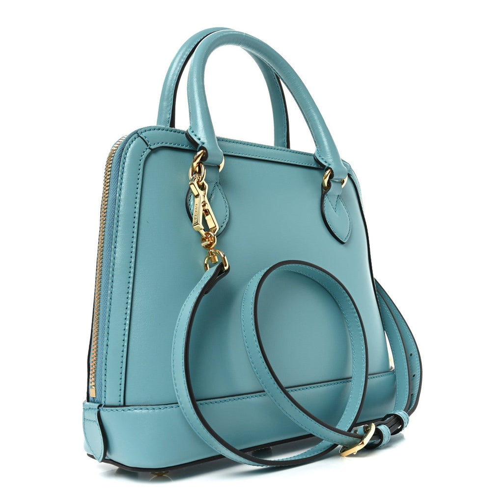 Boarded Plutone Calfskin Small Horsebit 1955 Top Handle Bag Dusty Azure