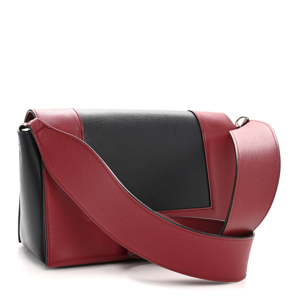 Shiny Smooth Calfskin Medium Frame Shoulder Bag Red Navy