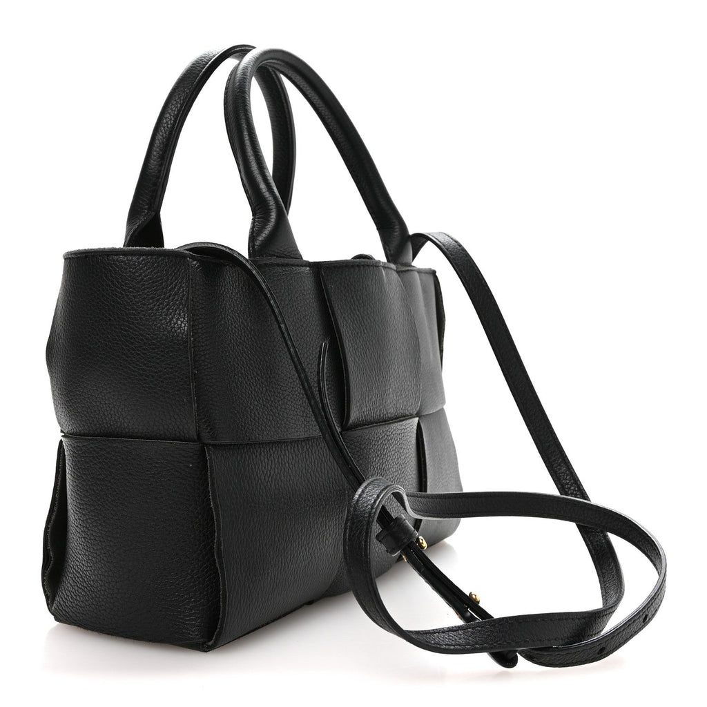 Grained Calfskin Maxi Intrecciato Mini Arco Tote Black