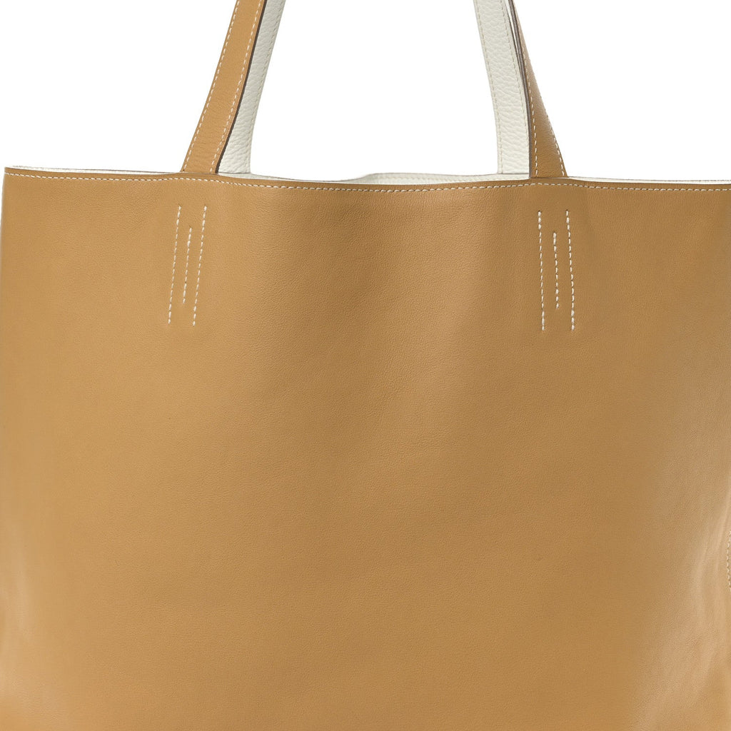 Taurillon Clemence Double Sens 45 Reversible Tote White Sable