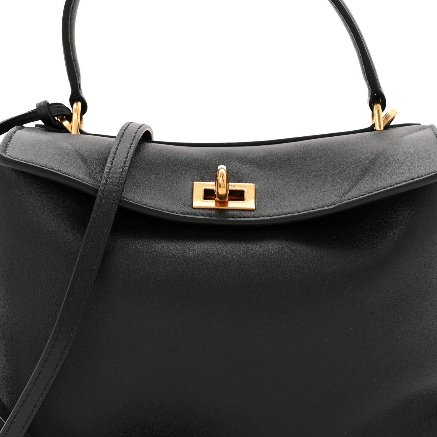 Natural Smooth Calfskin Mini Rodeo Top Handle Handbag Black