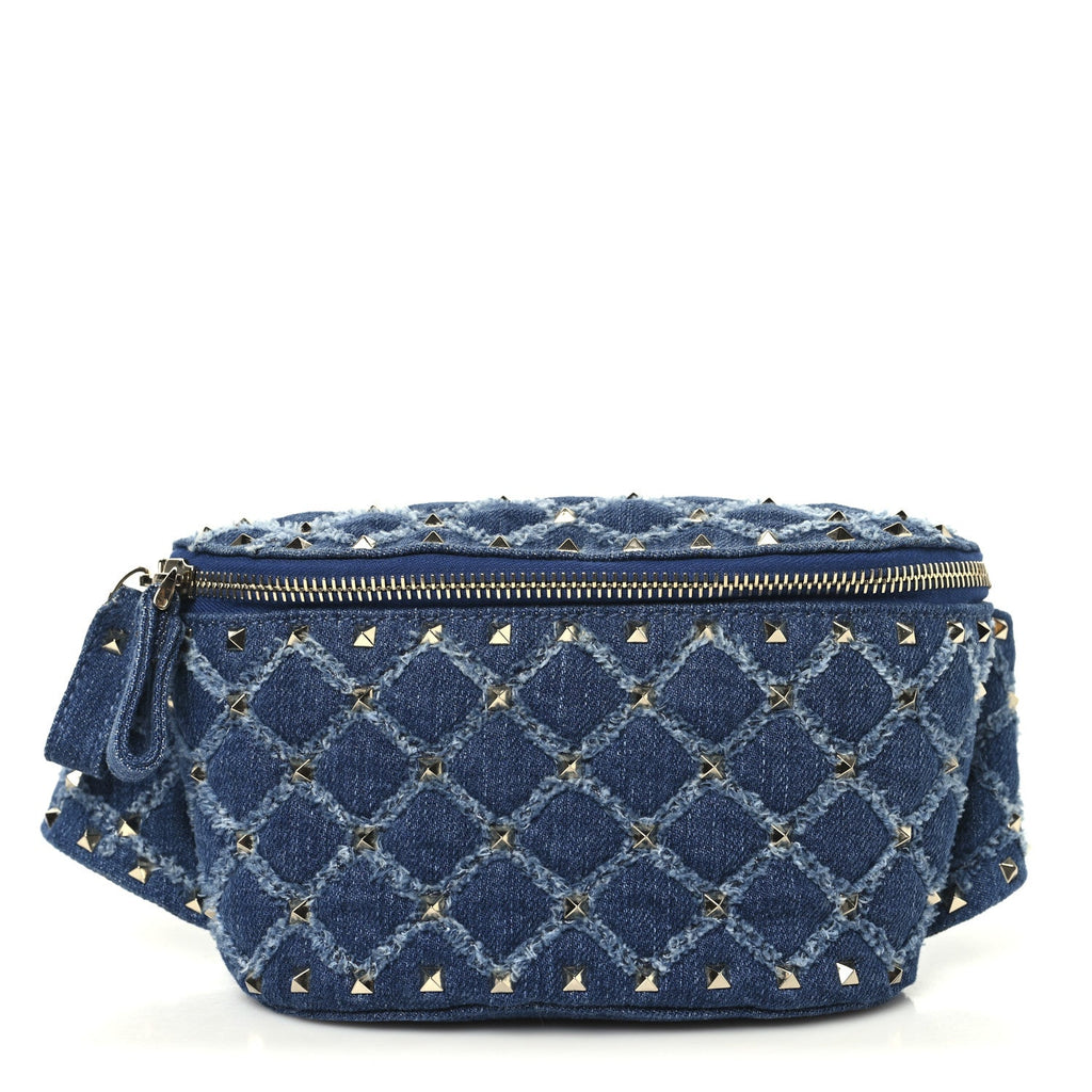 Denim Rockstud Spike Belt Bag 95 Denim