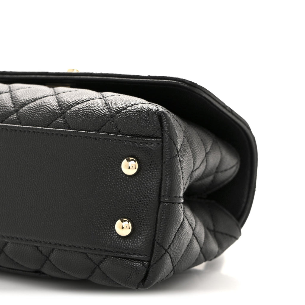 Caviar Quilted Mini Coco Handle Flap Black