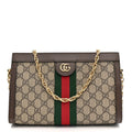 GG Supreme Monogram Web Small Ophidia Chain Shoulder Bag Brown