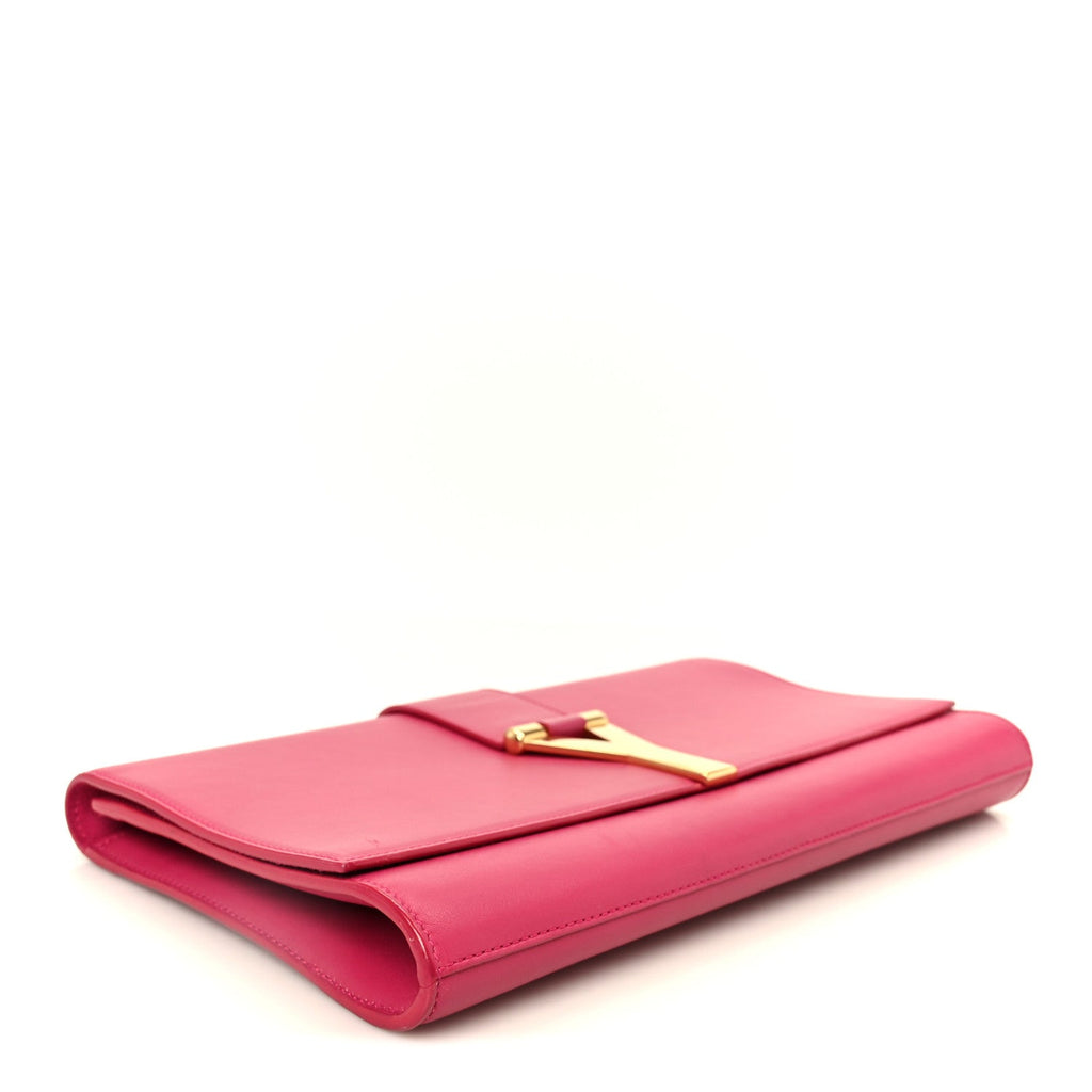 Calfskin Classic Y Ligne Clutch Fuchsia