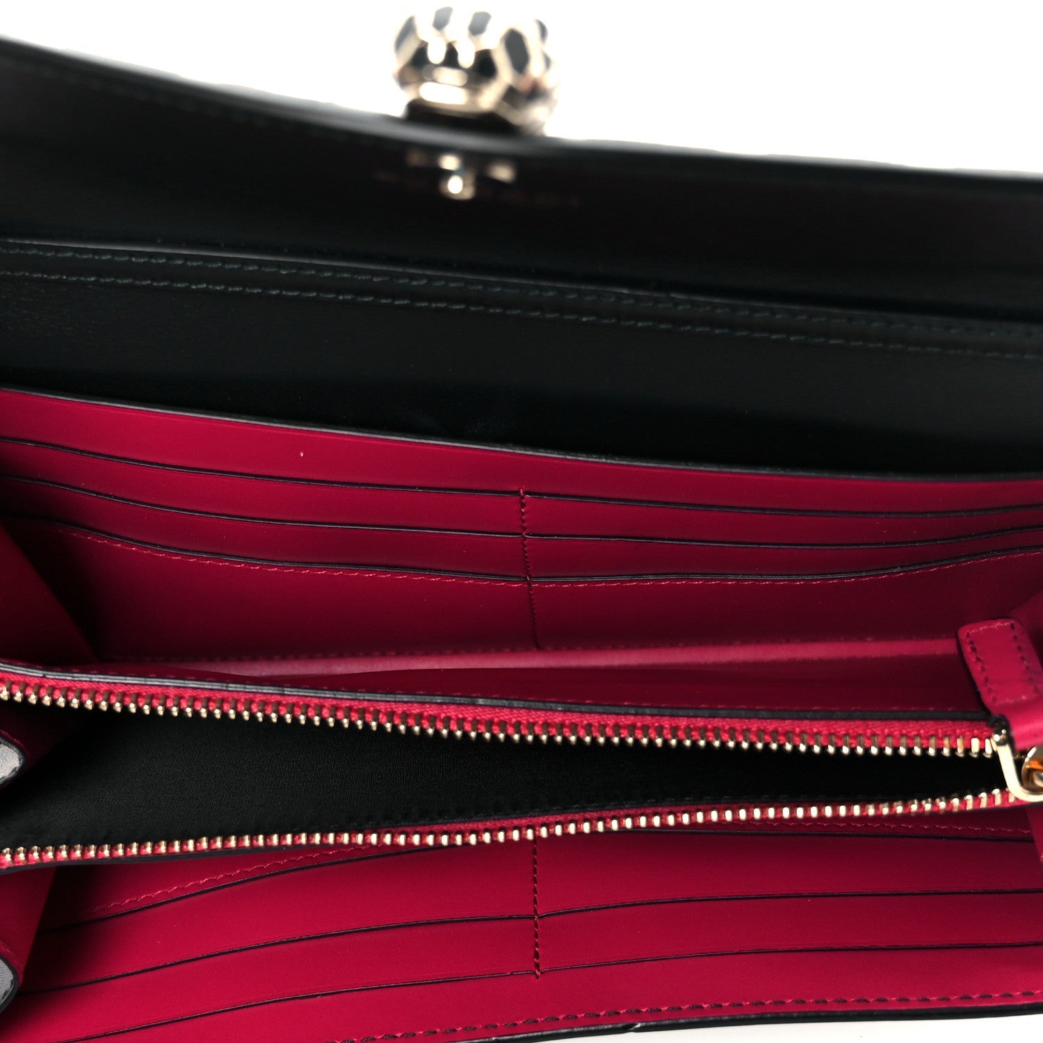 Calfskin Serpenti Forever Star Chain Wallet Black Red