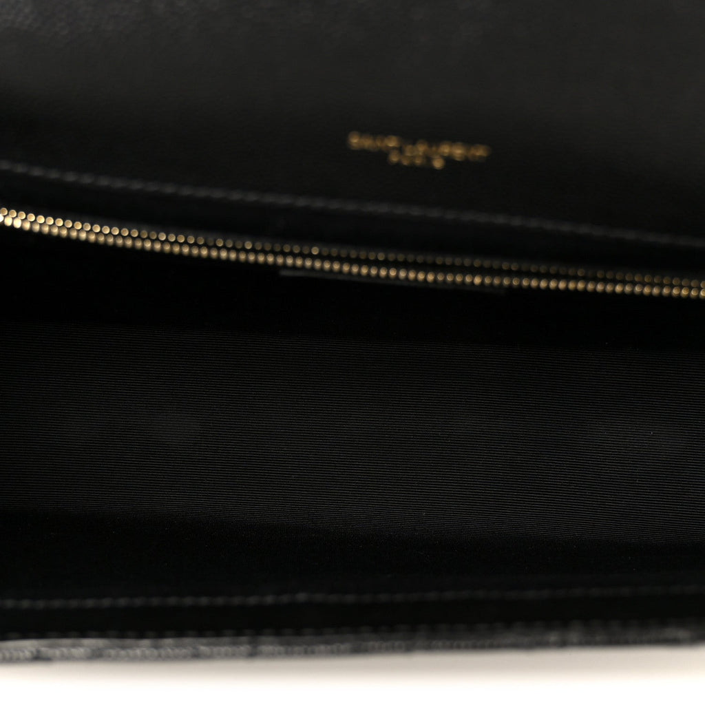 Grain De Poudre Textured Mixed Matelasse Large Triquilt Monogram Satchel Black