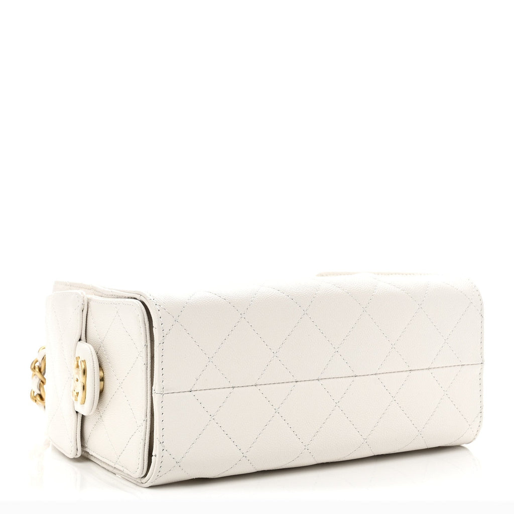 Caviar Quilted Mini Chanel 25 Handbag White