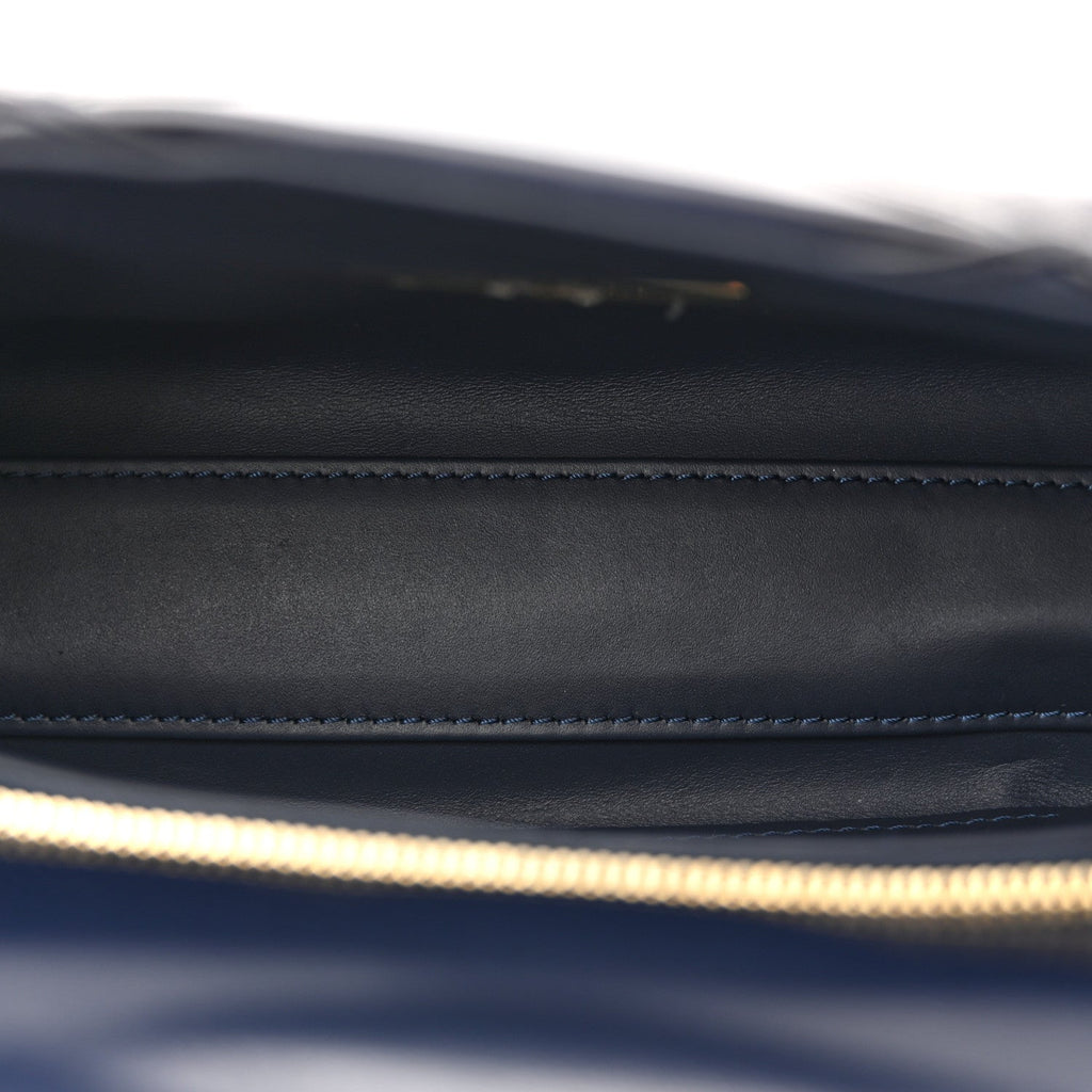 Lambskin Malletage Top Handle GO-14 MM Bleu Marine