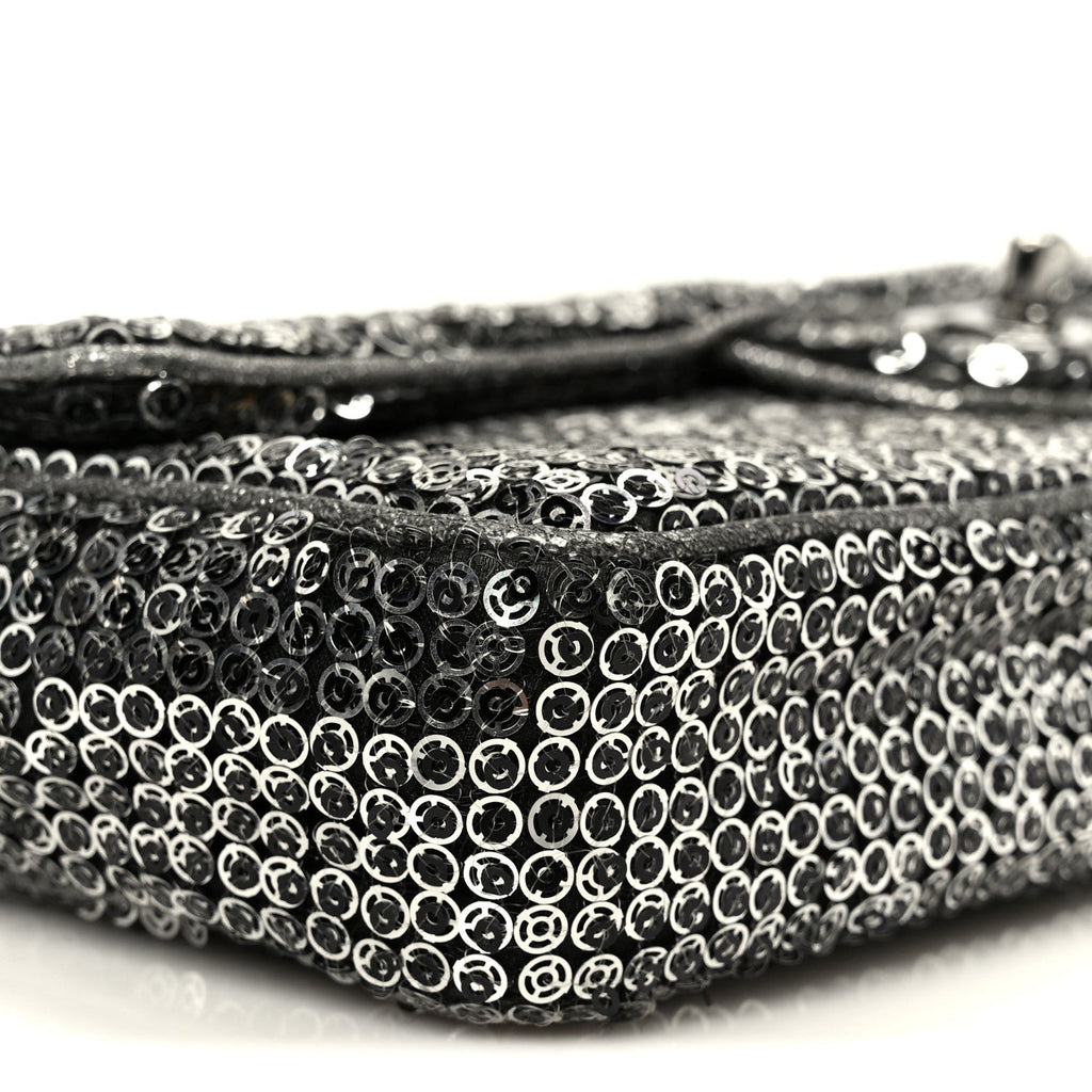 Sequin East West Flap Dark Silver