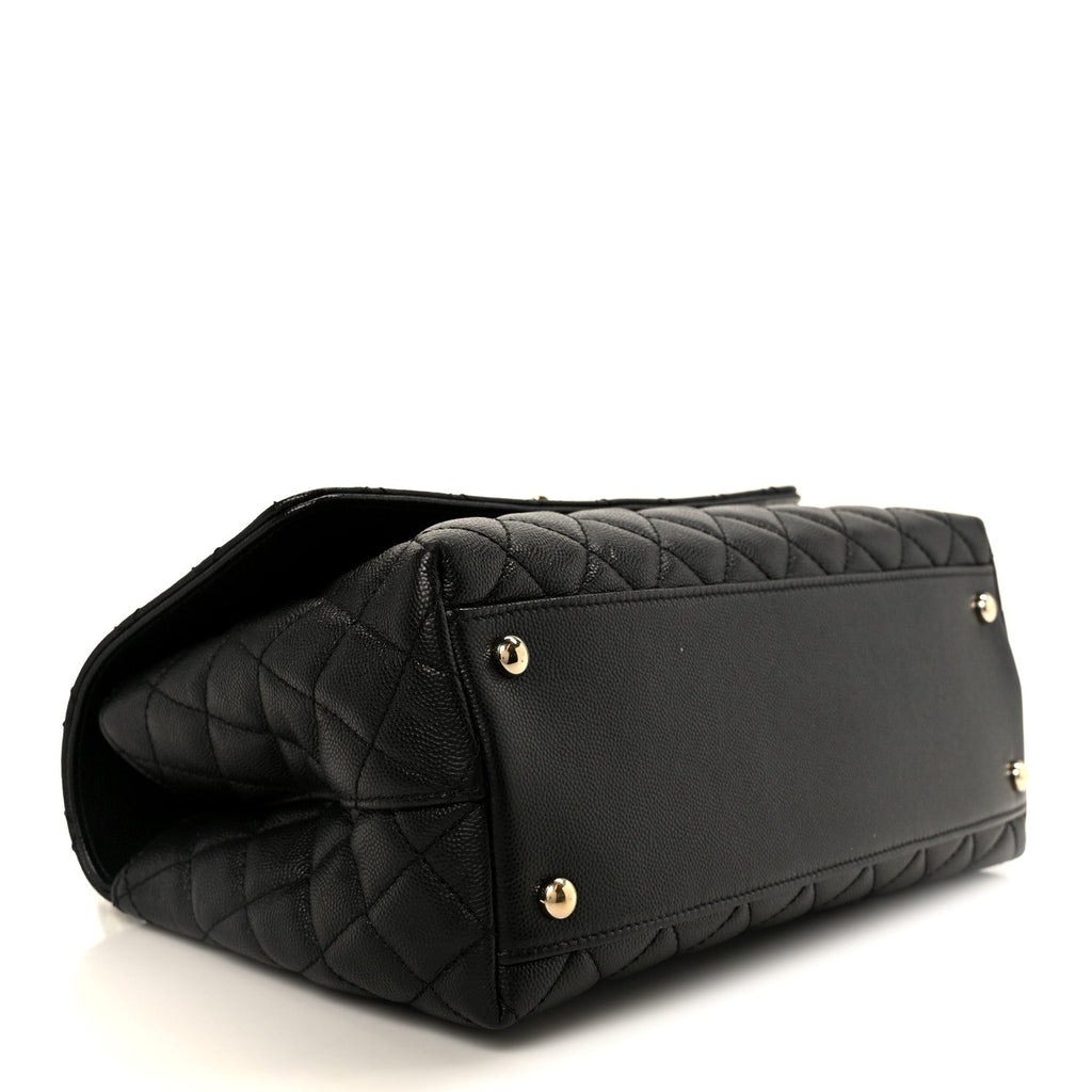 Caviar Quilted Small Coco Handle Flap Black