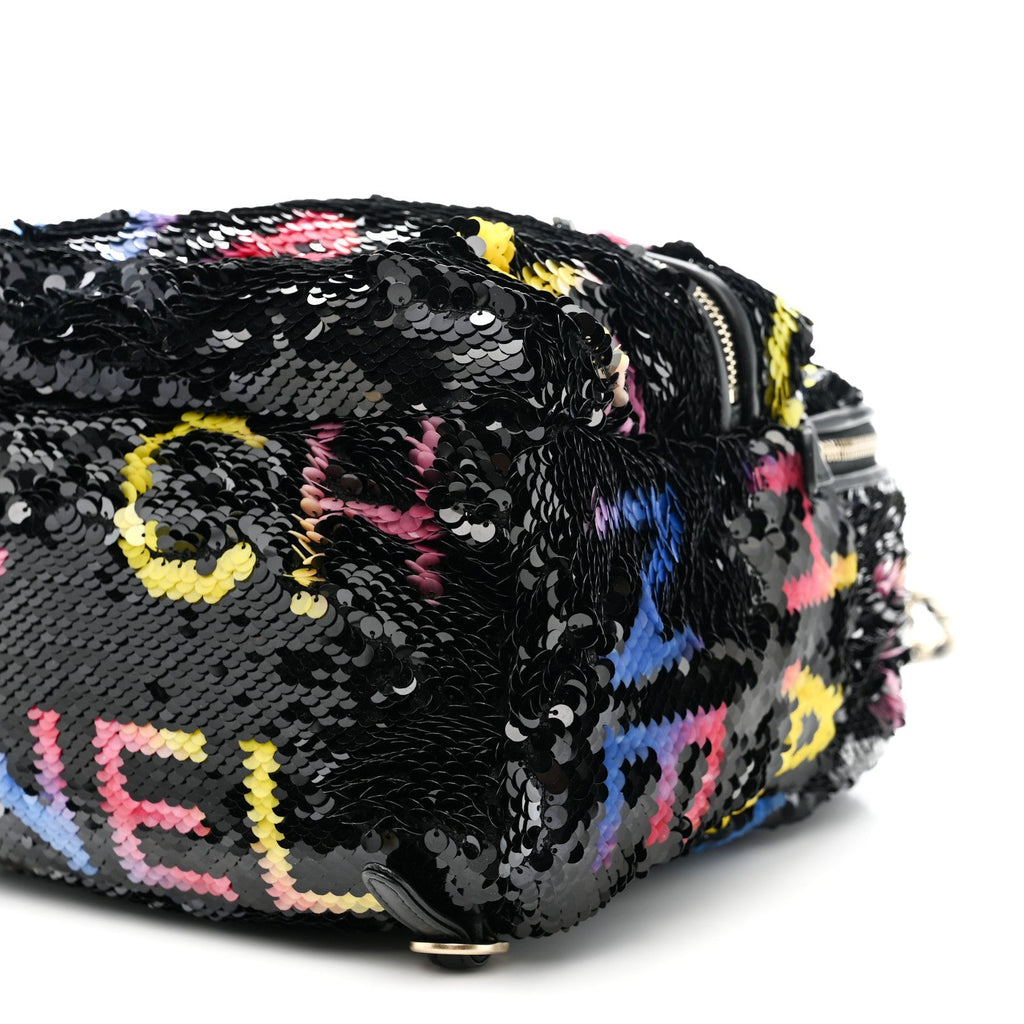 Sequin Lambskin CC Backpack Black Red Blue Yellow