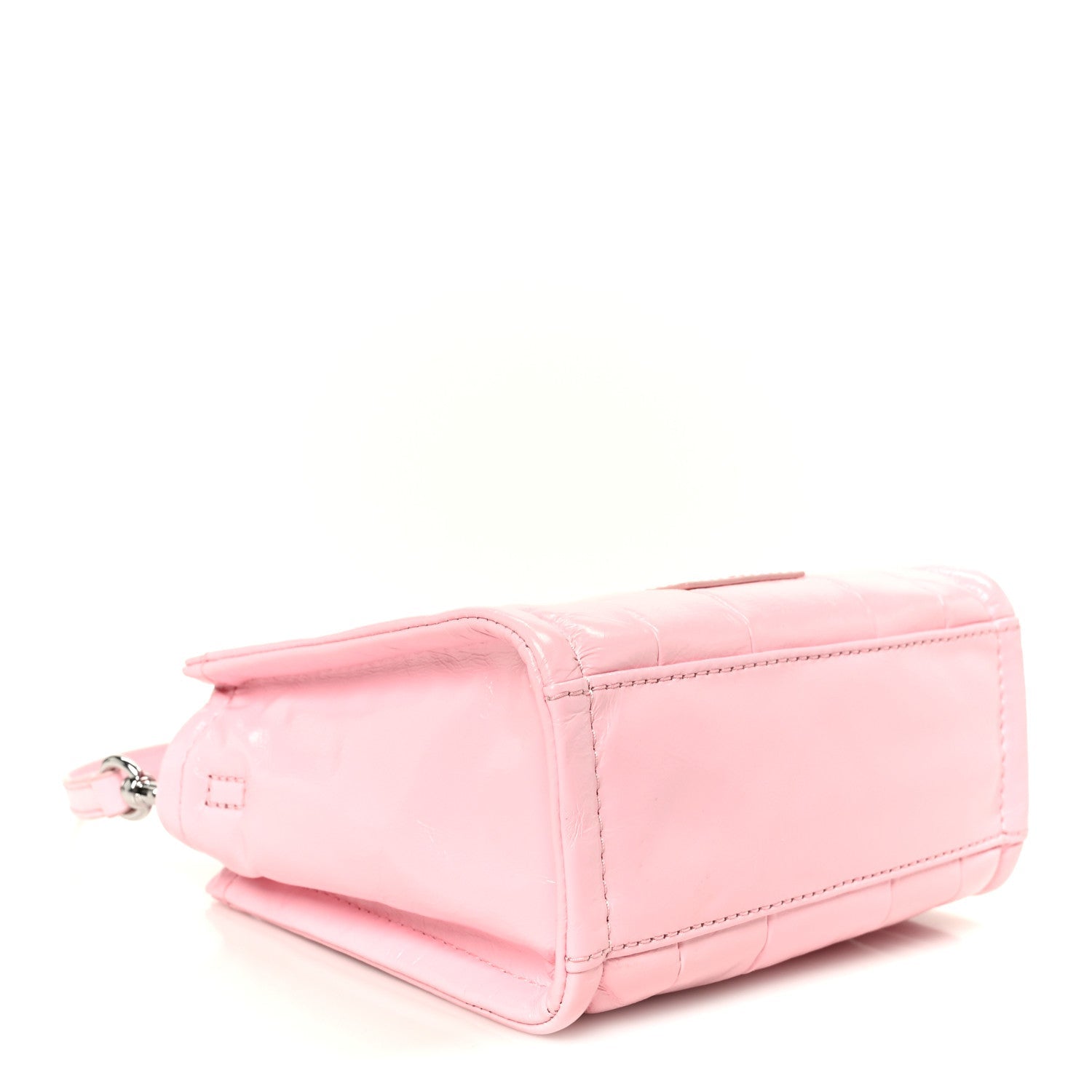 Shiny Crinkled Calfskin Mini The Tote Bag Pink