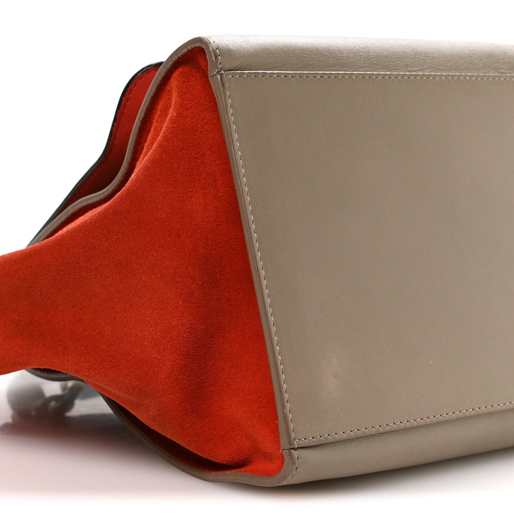 Smooth Calfskin Suede Medium Tri-Color Trapeze Orange