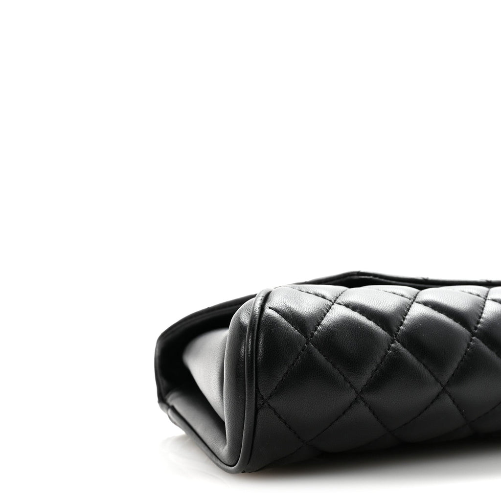 Lambskin Quilted Fold Up Again Clutch Black