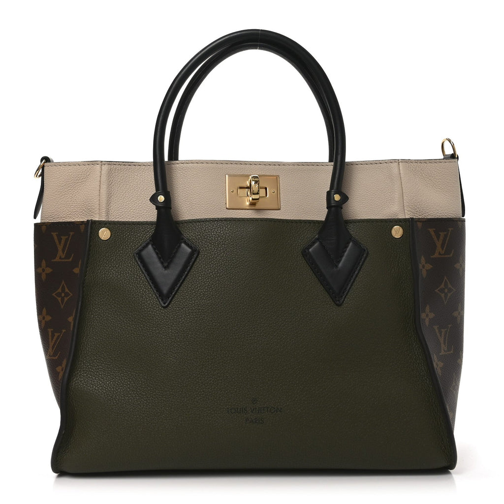 Calfskin Monogram On My Side MM Laurier Green Toffee Latte Beige