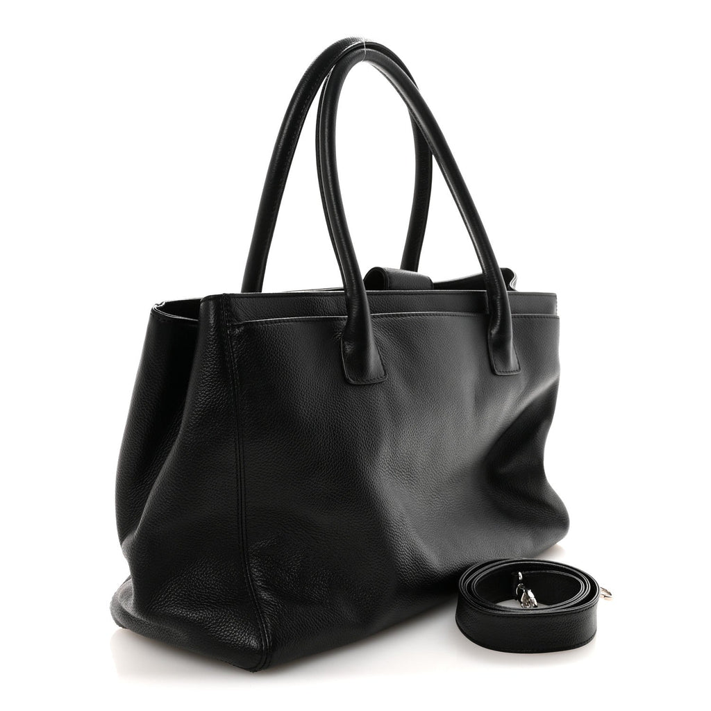 Calfskin Cerf Executive Shopper Tote Black