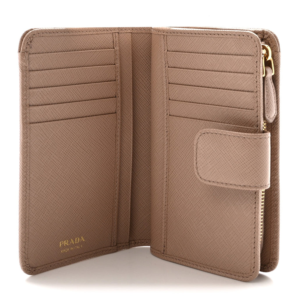 Saffiano Metal Compact Zip Around Wallet Cammeo