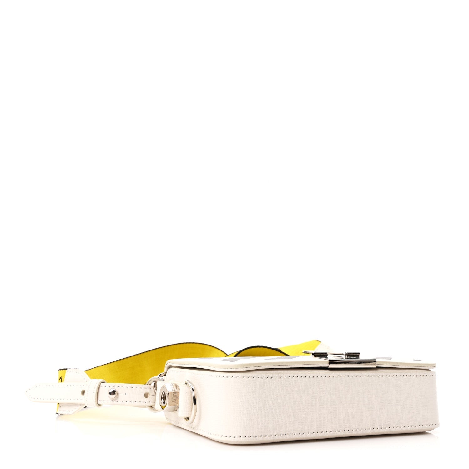 Saffiano Striped Mini Diag Binder Clip Bag White Black Yellow