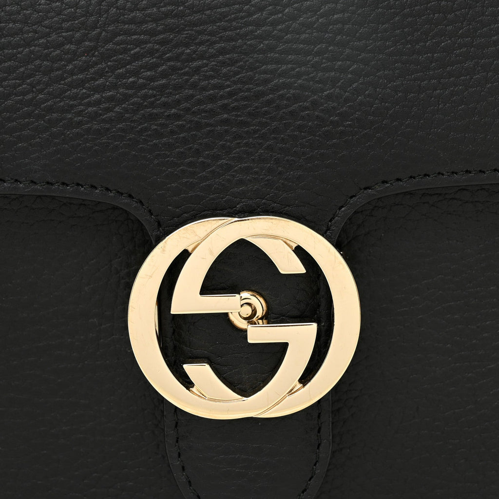 Dollar Calfskin Small Interlocking G Shoulder Bag Black