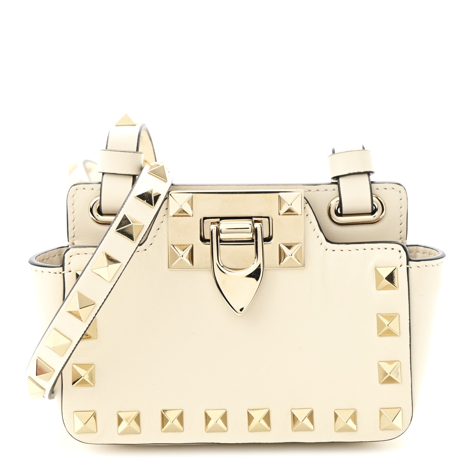 Vitello Rockstud Mini Crossbody Ivory