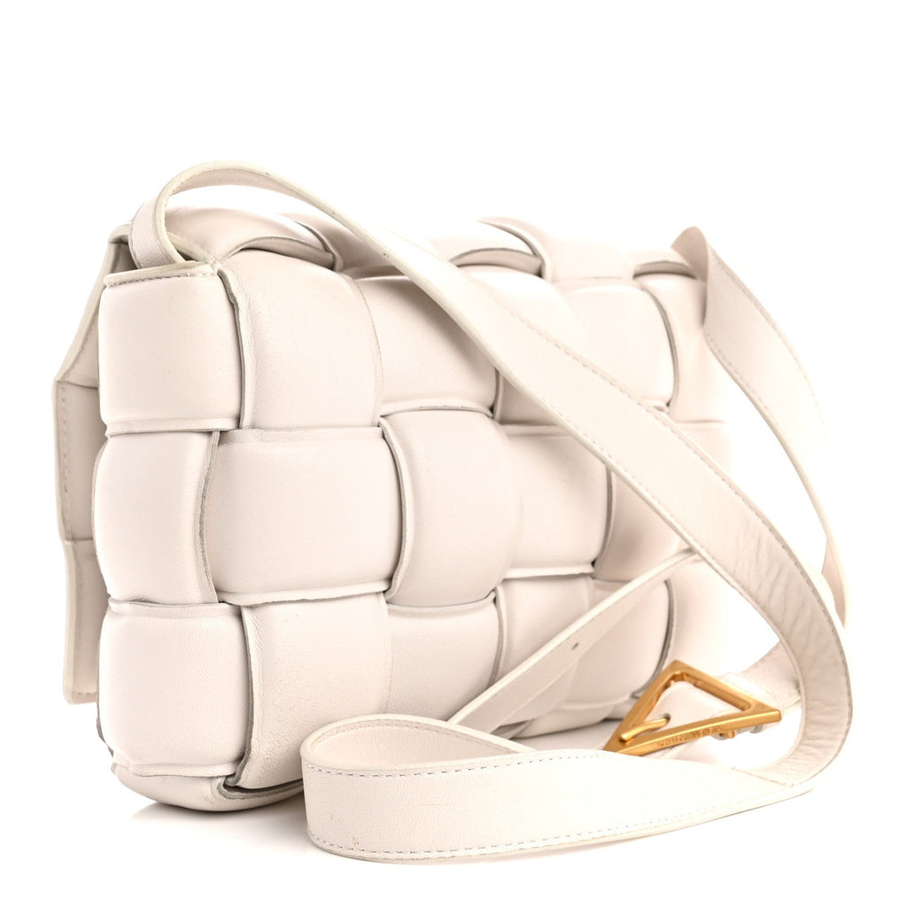 Nappa Maxi Intreccio Padded Cassette Crossbody Bag Chalk