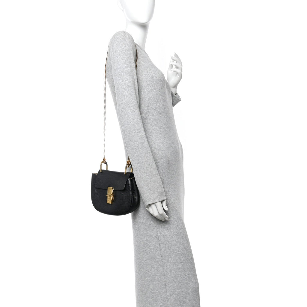 Grained Lambskin Mini Drew Shoulder Bag Black