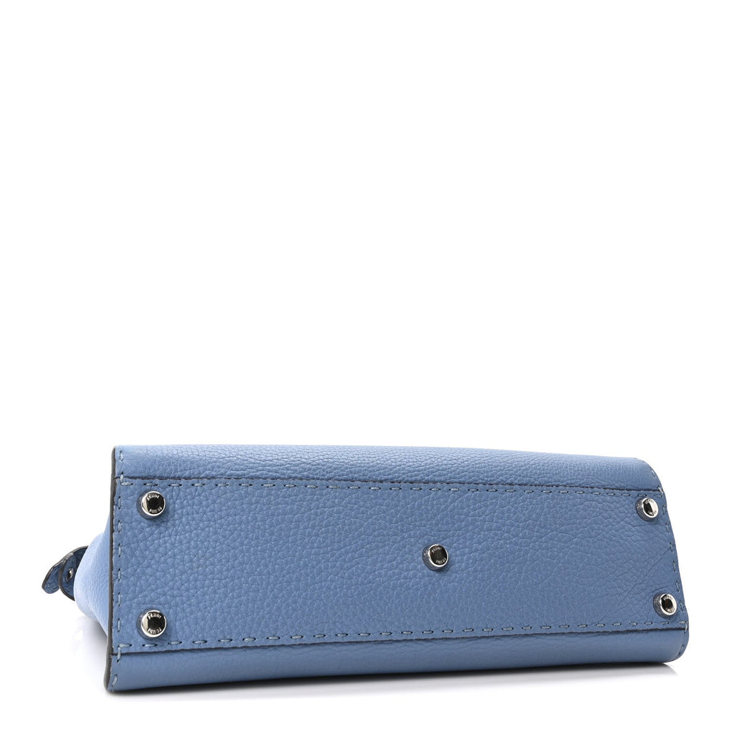 Cuoio Romano Selleria Bi-Color Medium Peekaboo Iconic Satchel Argento Blue Asfalto