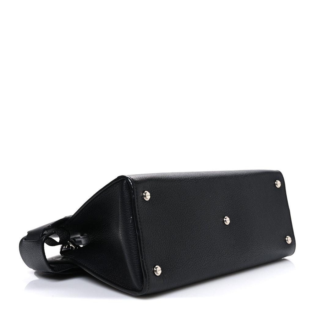 Grained Calfskin Small Horizon Satchel Black