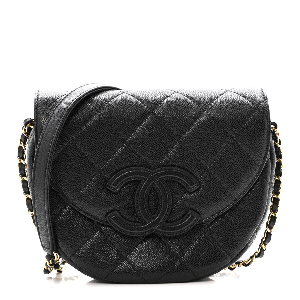 Caviar Quilted Small Messenger Flap Black