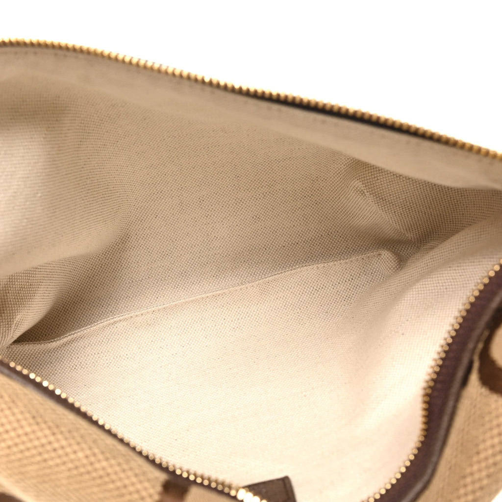 Monogram Jumbo GG Textured Dollar Calfskin Web Belt Bag Camel Ebony New Acero