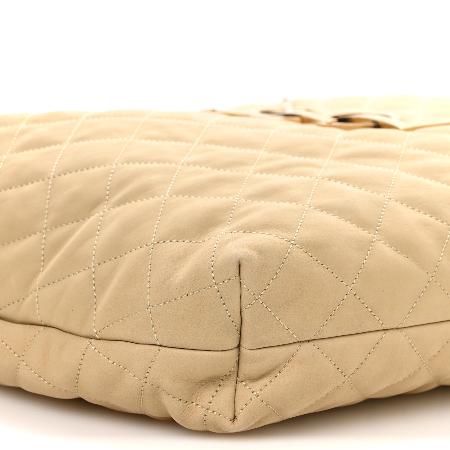 Nubuck Suede Quilted Maxi Icare Shopping Tote Beige