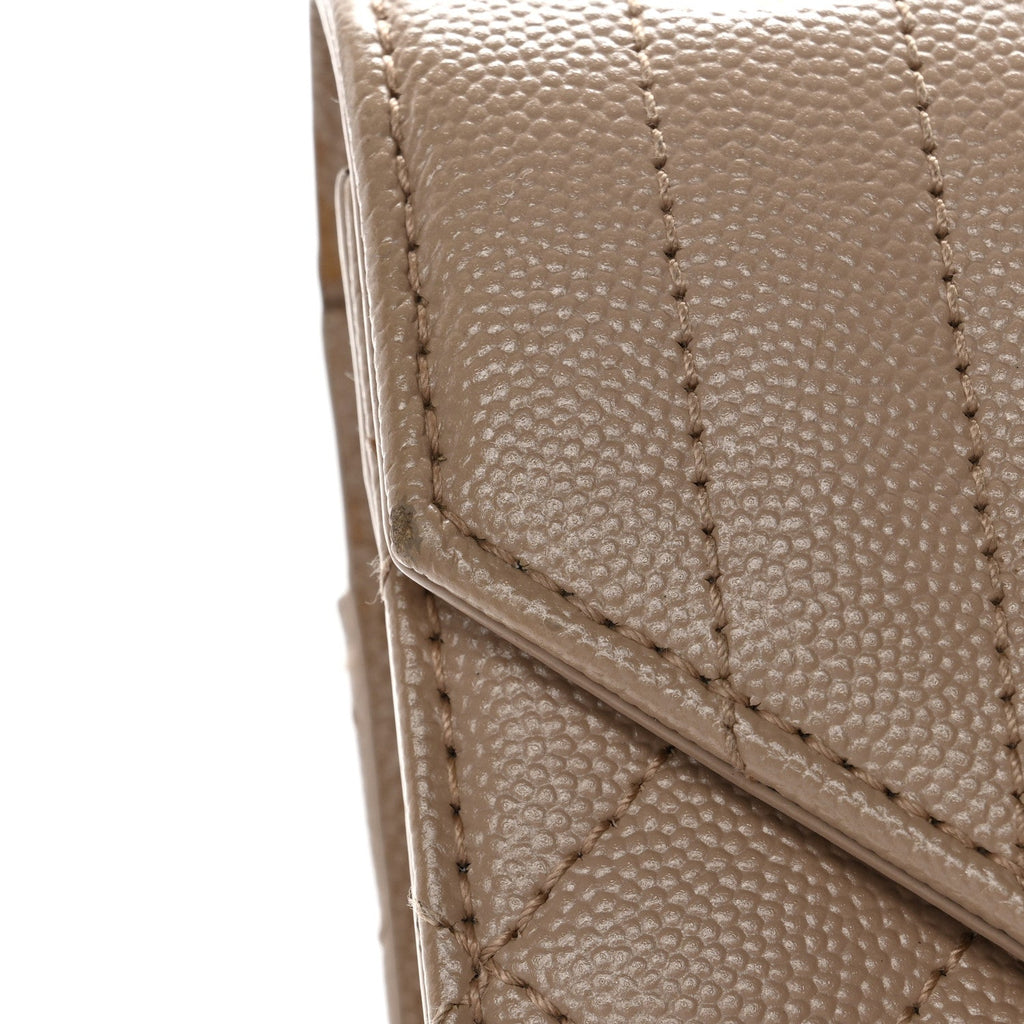Grain De Poudre Textured Mixed Matelasse Medium Triquilt Monogram Satchel Dark Beige