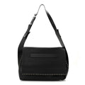 Pebbled Calfskin Rockstud Messenger Black