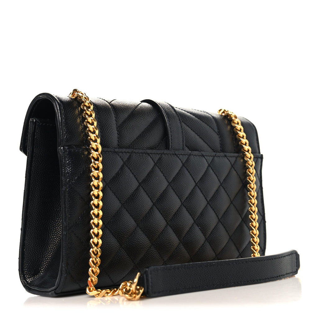 Grain De Poudre Textured Mixed Matelasse Triquilt Small Monogram Satchel Black