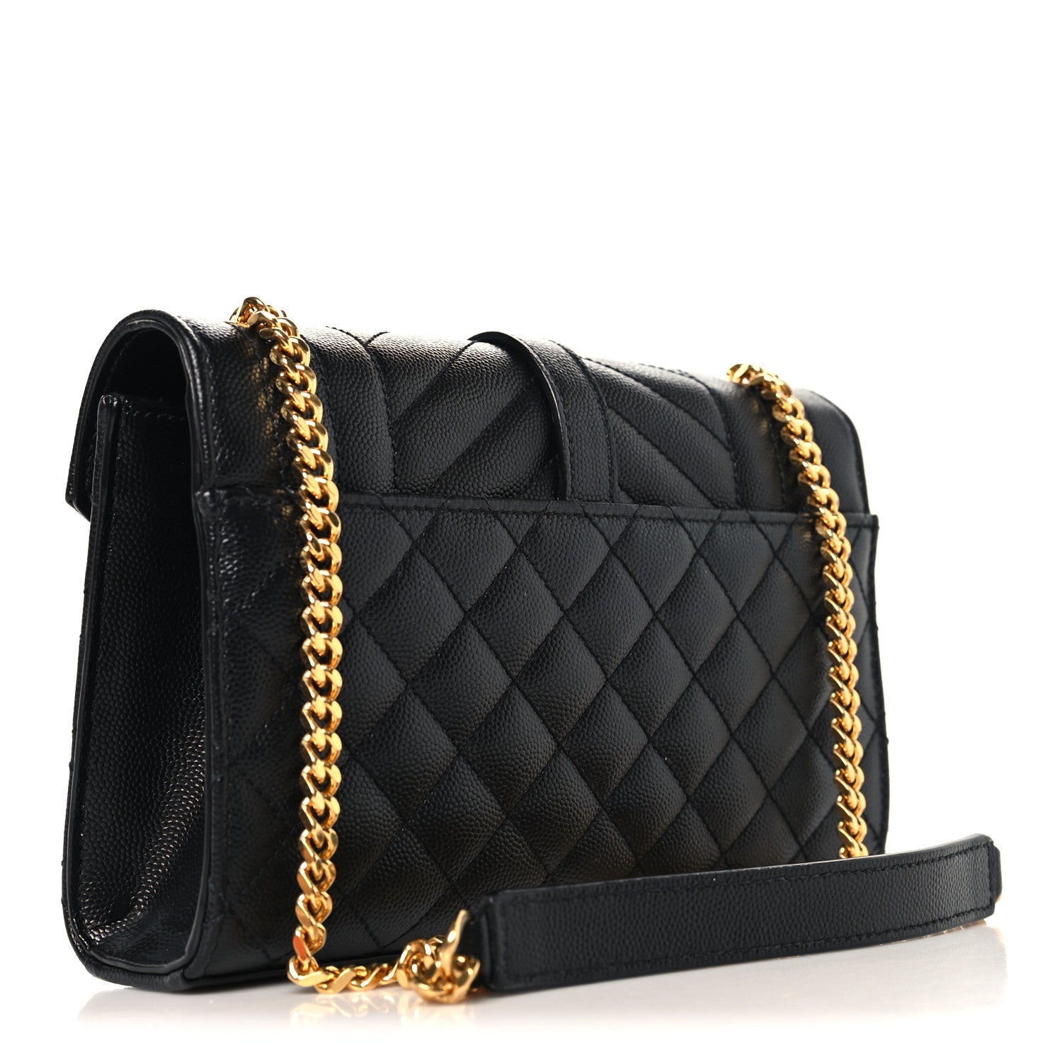 Grain De Poudre Textured Mixed Matelasse Triquilt Small Monogram Satchel Black