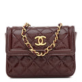 Shiny Aged Calfskin Quilted Waist Belt Bag Burgundy