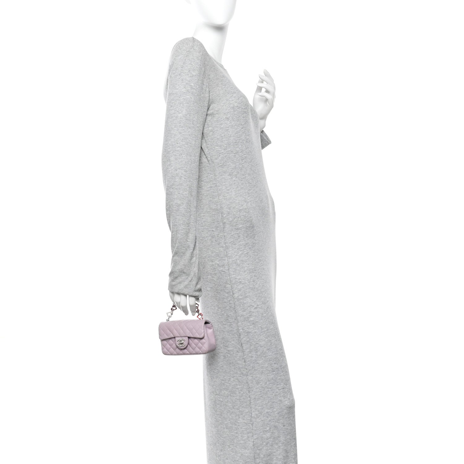 Lambskin Quilted Extra Mini Valentine Flap Lilac