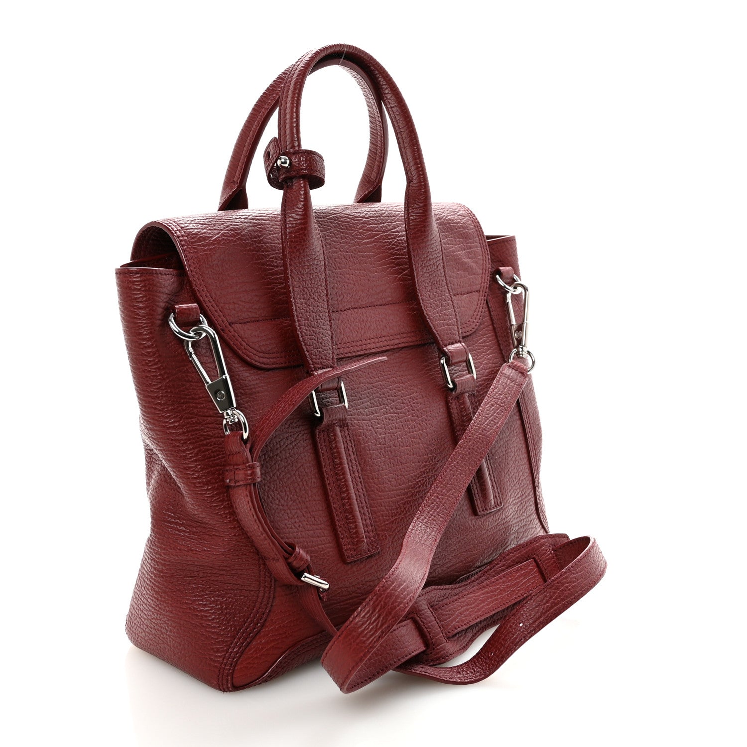 Textured Calfskin Medium Pashli Satchel Burgundy