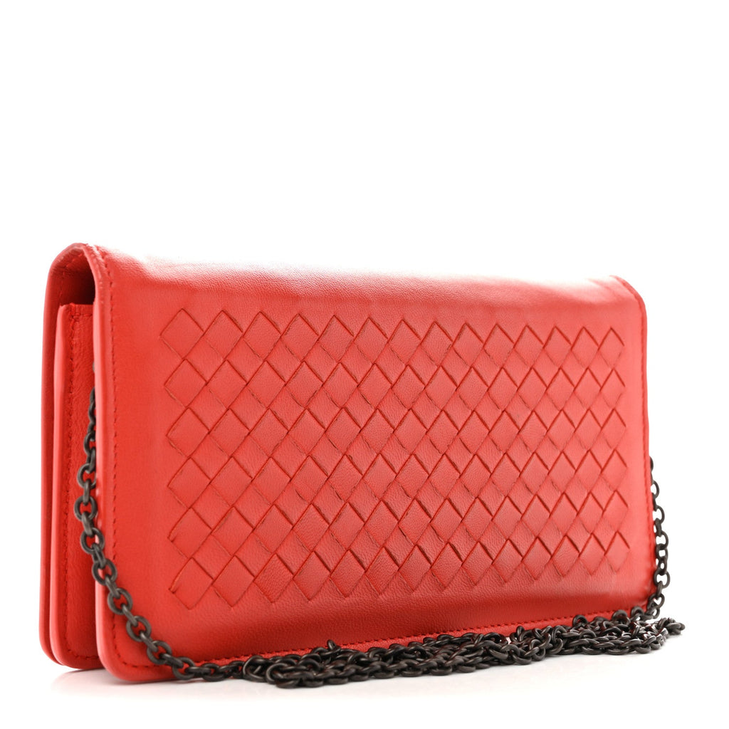 Nappa Intrecciato Continental Wallet on Chain Red